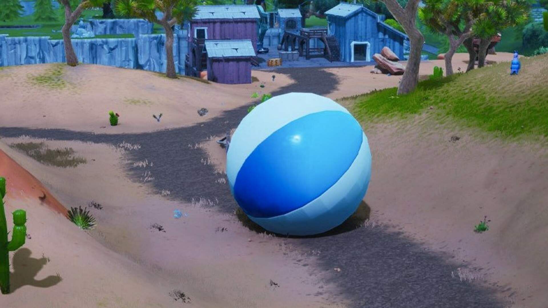 Another Fortnite Summer challenge requires players to kick a giant beach ball (Image via Epic Games)