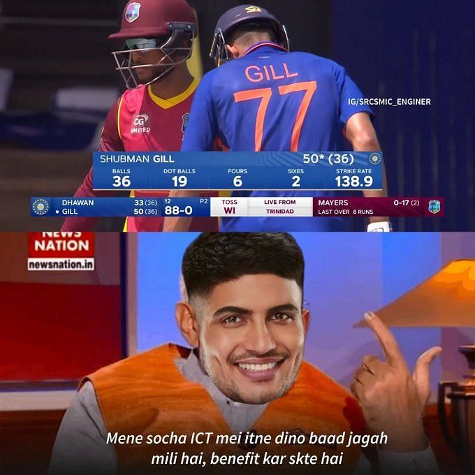WI vs IND 2022 Top 10 Shubman Gill memes from 1st ODI