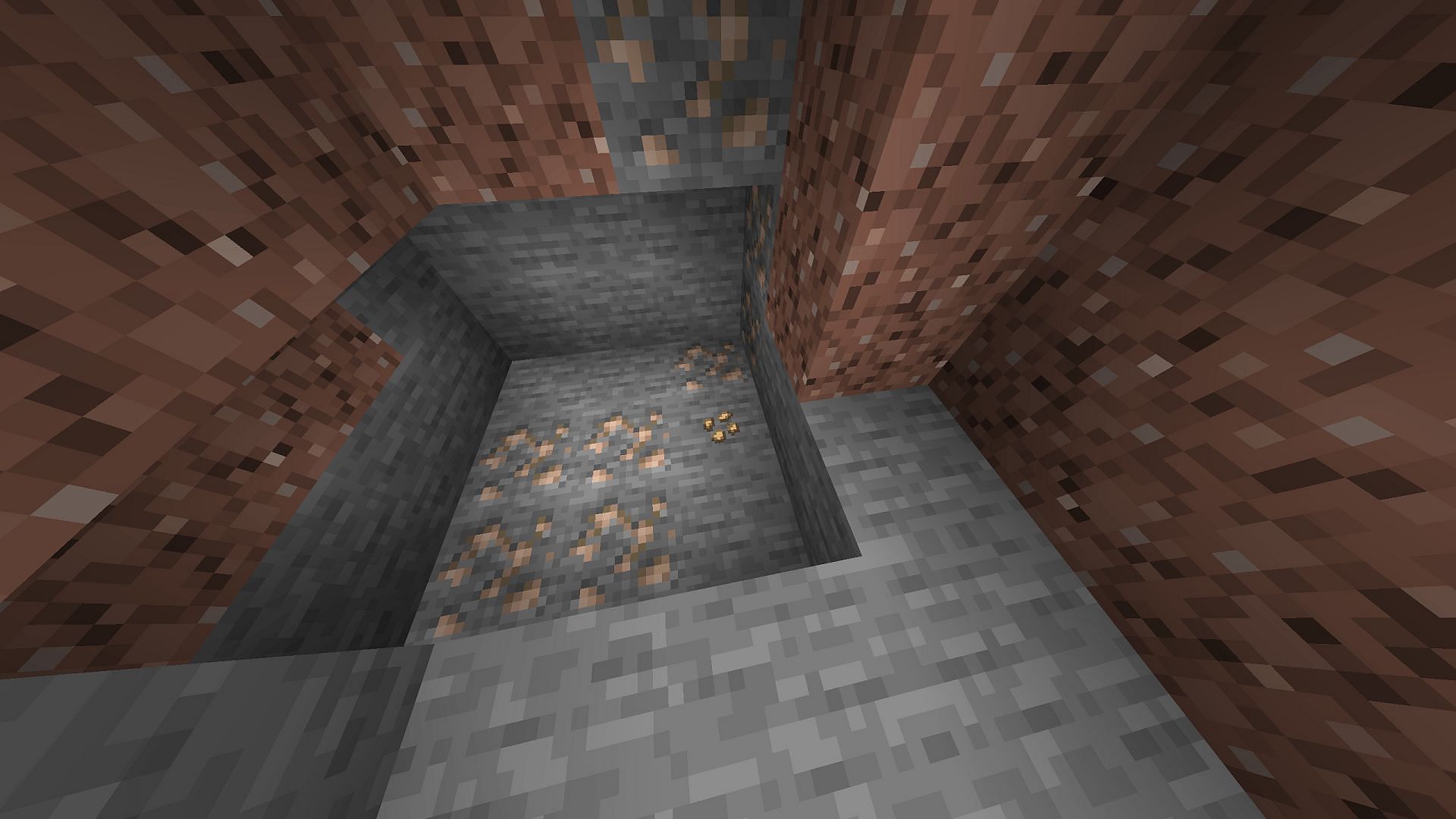 A blob of iron ore in Minecraft (Image via u/shibamaster9/Reddit)
