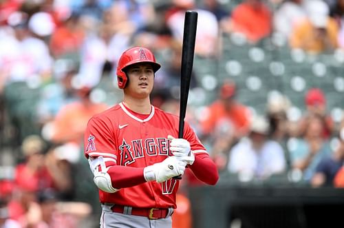 Ohtani at bat, Los Angeles Angels v Baltimore Orioles