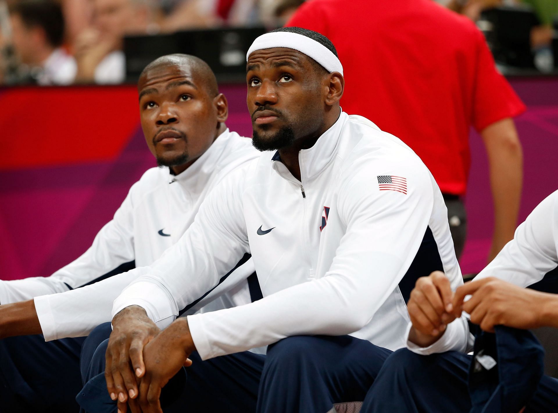 Kevin Durant and LeBron James during the 2012 London Olympics