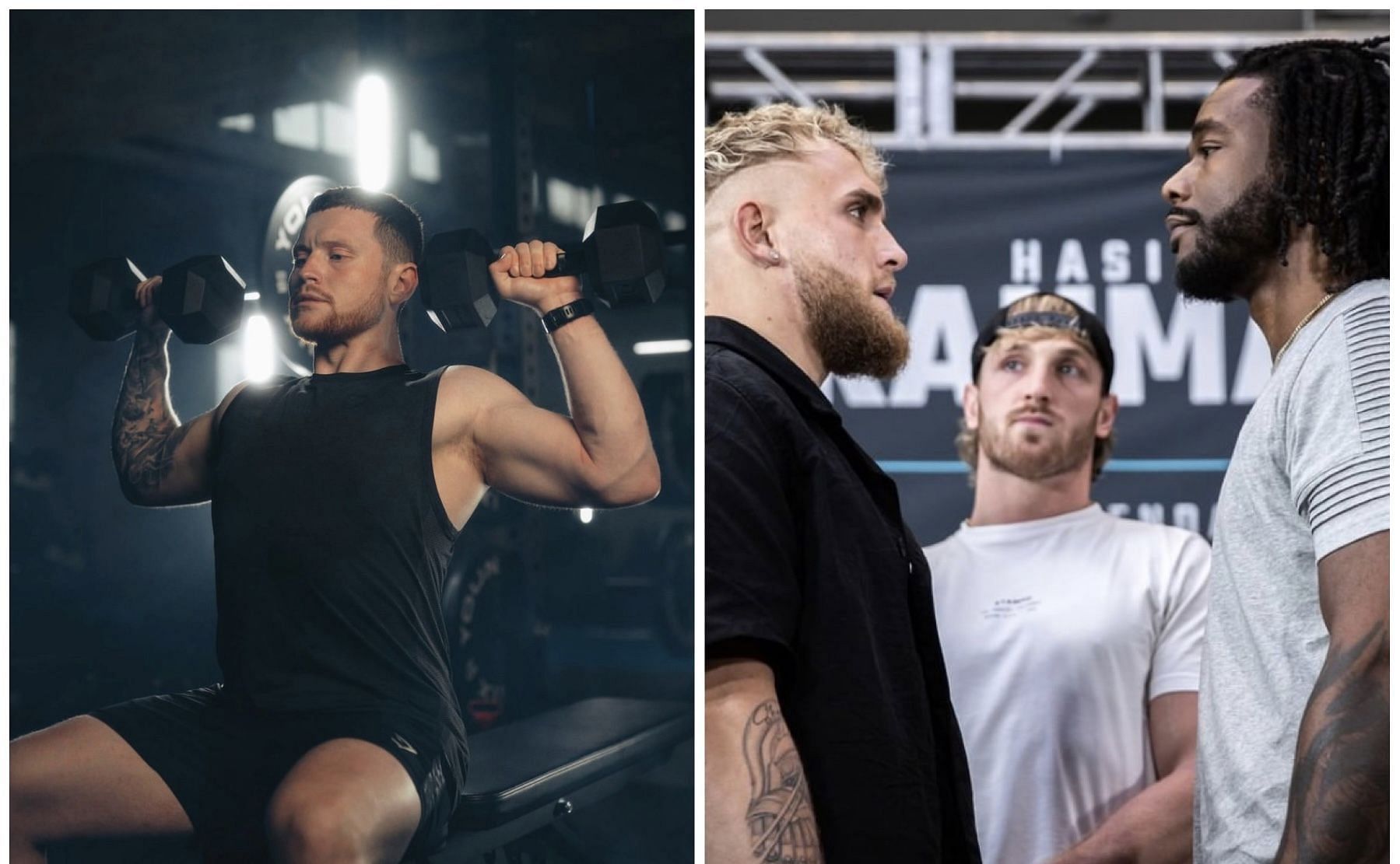 Ethan Payne (left), Jake Paul (middle) and Hasim Rahman Jr. (right) - Images via @behzingagram and @showtimeboxing on Instagram
