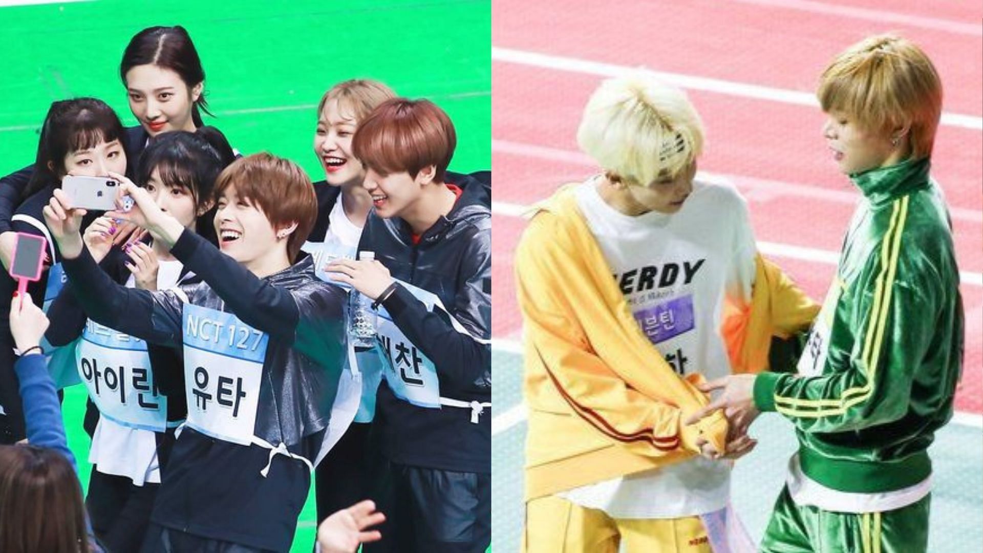 Red Velvet, NCT, and SEVENTEEN&#039;s Jeonghan having fun at Idol Star Athletics Championships 2020 (Images via Twitter/@jaeyubase/)