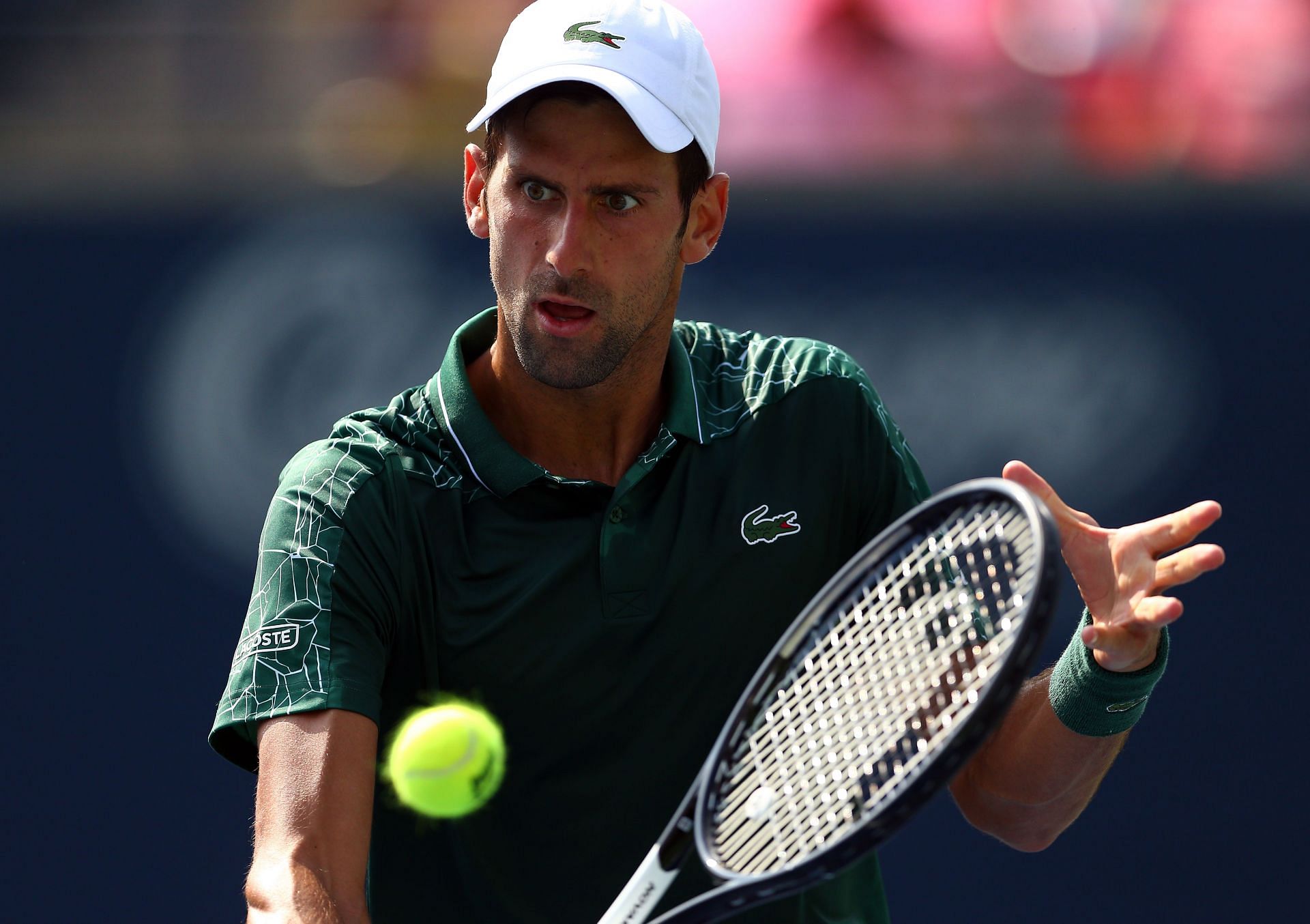 Novak Djokovic in action during the 2019 Rogers Cup