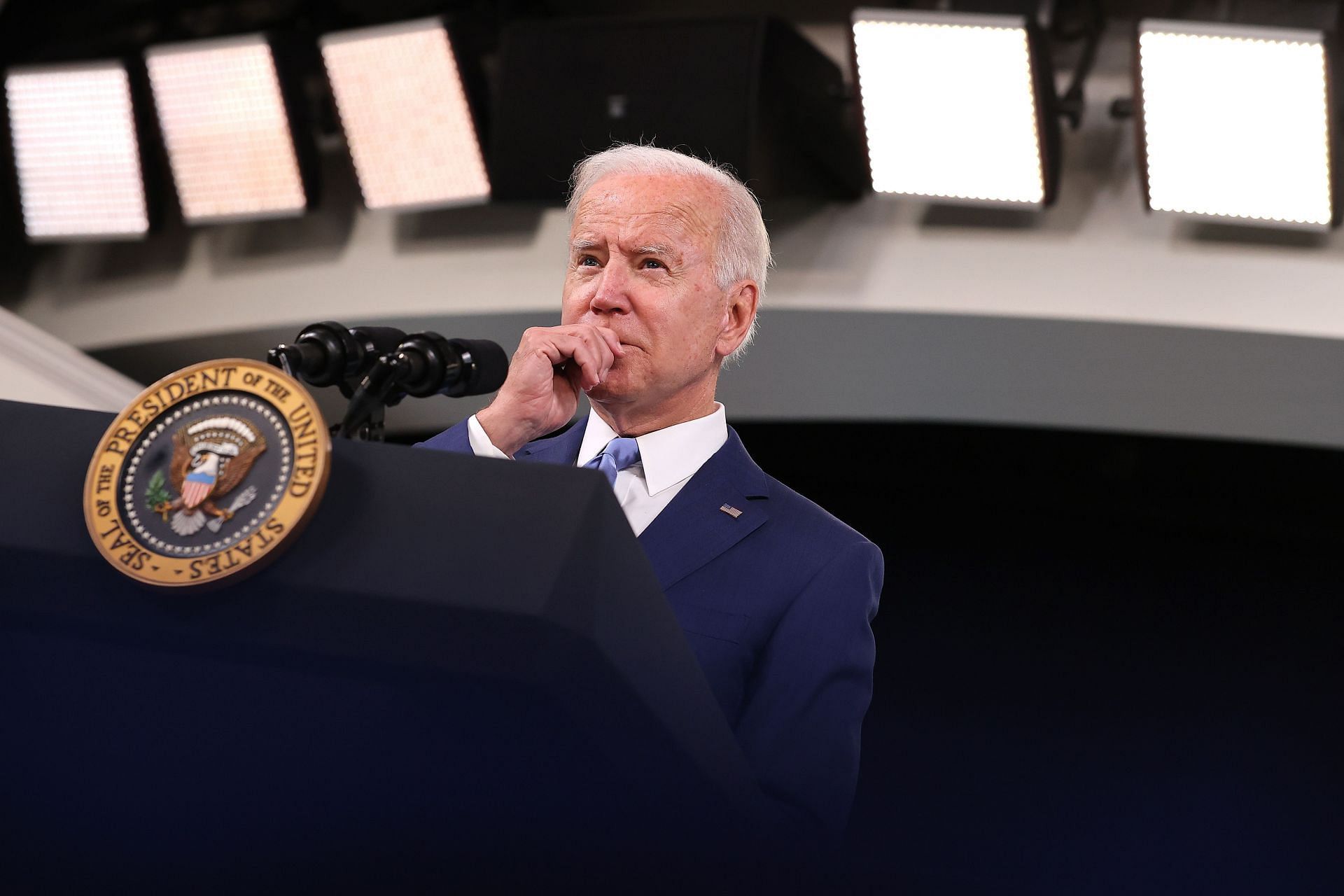 President Joe Biden tests positive for covid twice in a month; Physician suggests &quot;Paxlovid Covid Rebound&quot; (Image via Chip Somodevilla/Getty Images)