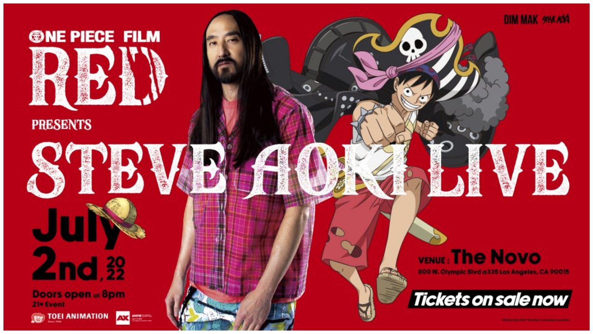 Steve Aoki exclusive performance poster (Image via One Piece Film: Red official website)
