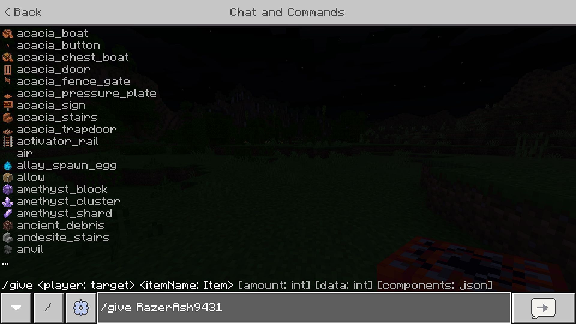 Give command (Image via Minecraft 1.19 update)