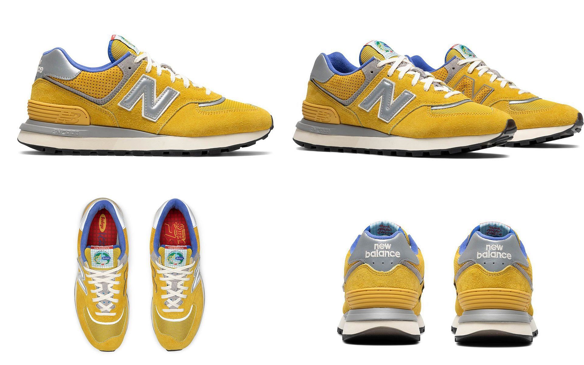 Take a detailed look at the impending Bodega x New Balance 574 Arrival colorway (Image via Sportskeeda)