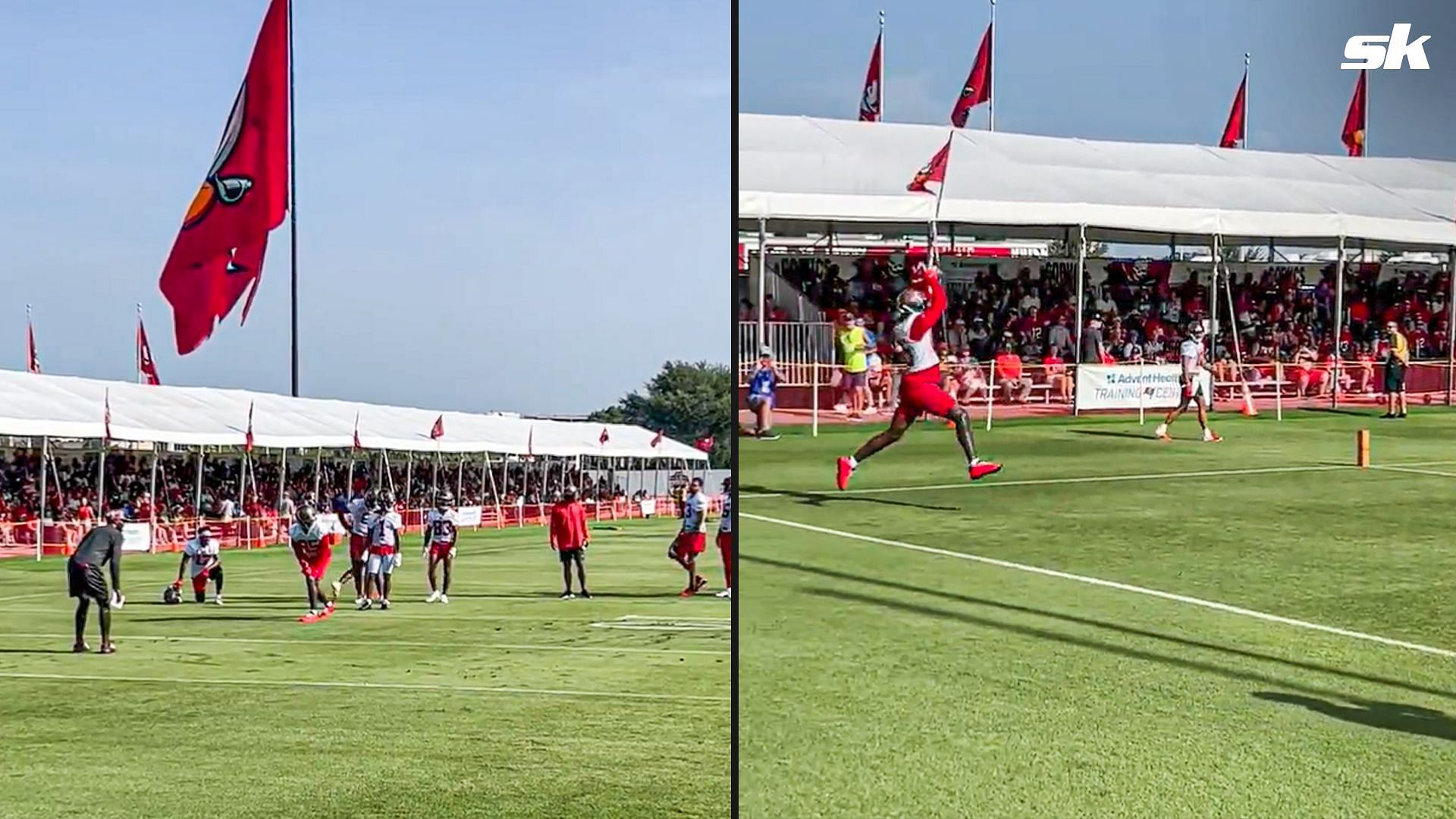 Tom Brady and Julio Jones teamed up at Tampa Bay Buccaneers&#039; training camp to put on a show