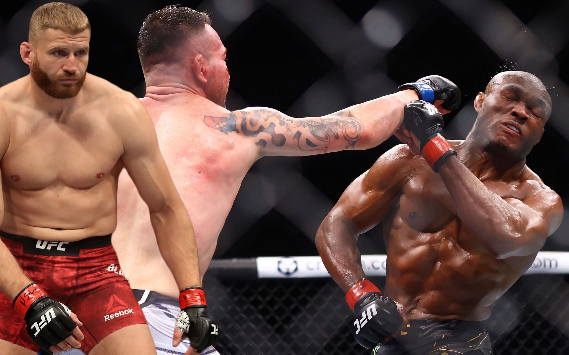 Jan Blachowicz (left), Colby Covington (center), and Kamaru Usman (right) (Images via Getty)