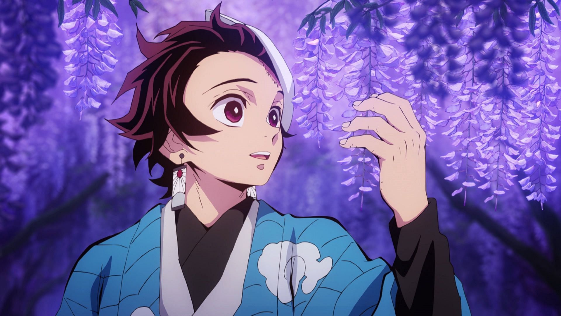 Tanjiro admiring Wisteria flowers (Image via Koyoharu Gotouge/Shueisha, Demon Slayer)