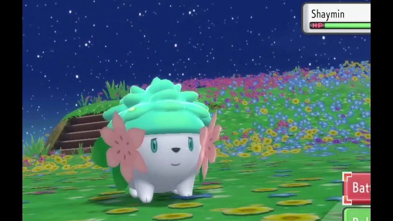 Shiny Shaymin as it appears in Pokemon BDSP (Image via Party Mew on YouTube)