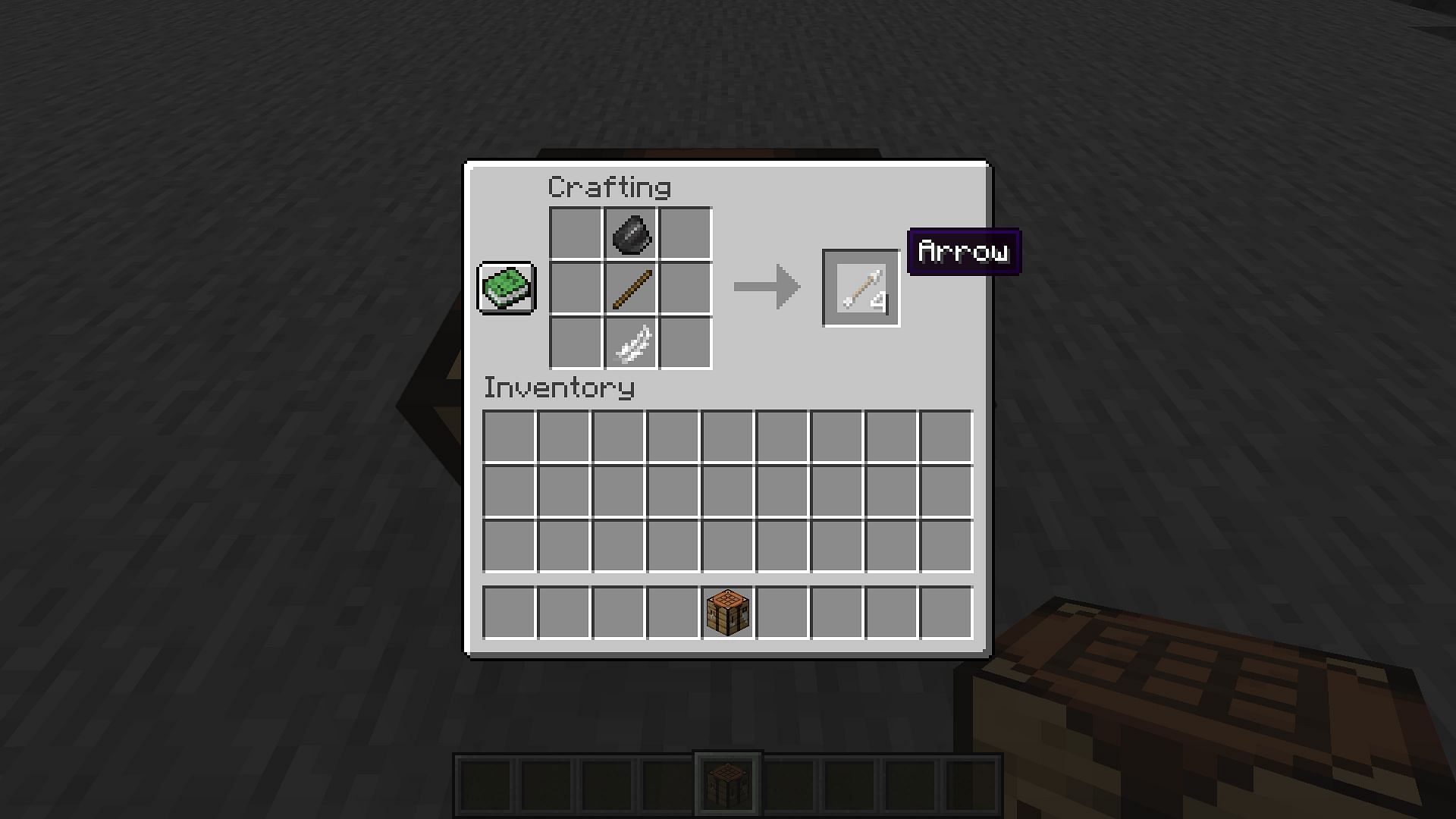 Crafting recipe for the arrow (Image via Minecraft 1.19)