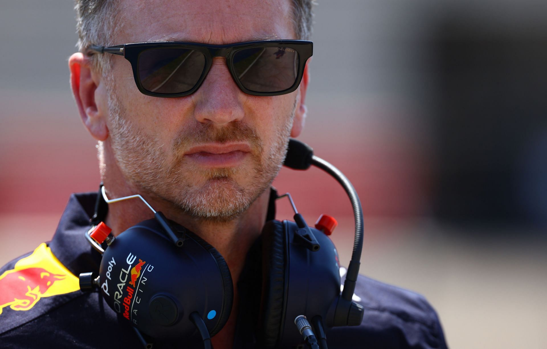 Red Bull Racing Team Principal Christian Horner looks on from the pitlane during practice ahead of the F1 Grand Prix of France at Circuit Paul Ricard on July 22, 2022 in Le Castellet, France. (Photo by Mark Thompson/Getty Images)