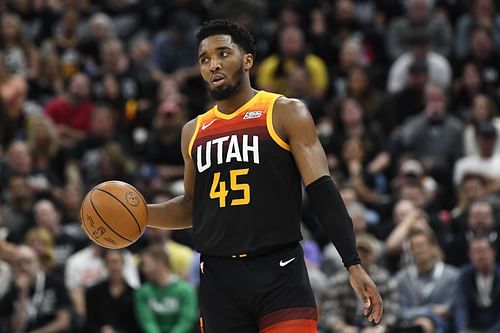 Donovan Mitchell #45 of the Utah Jazz in action during the second half of Game 6 of the Western Conference First Round Playoffs against the Dallas Mavericks at Vivint Smart Home Arena on April 28, 2022 in Salt Lake City, Utah.