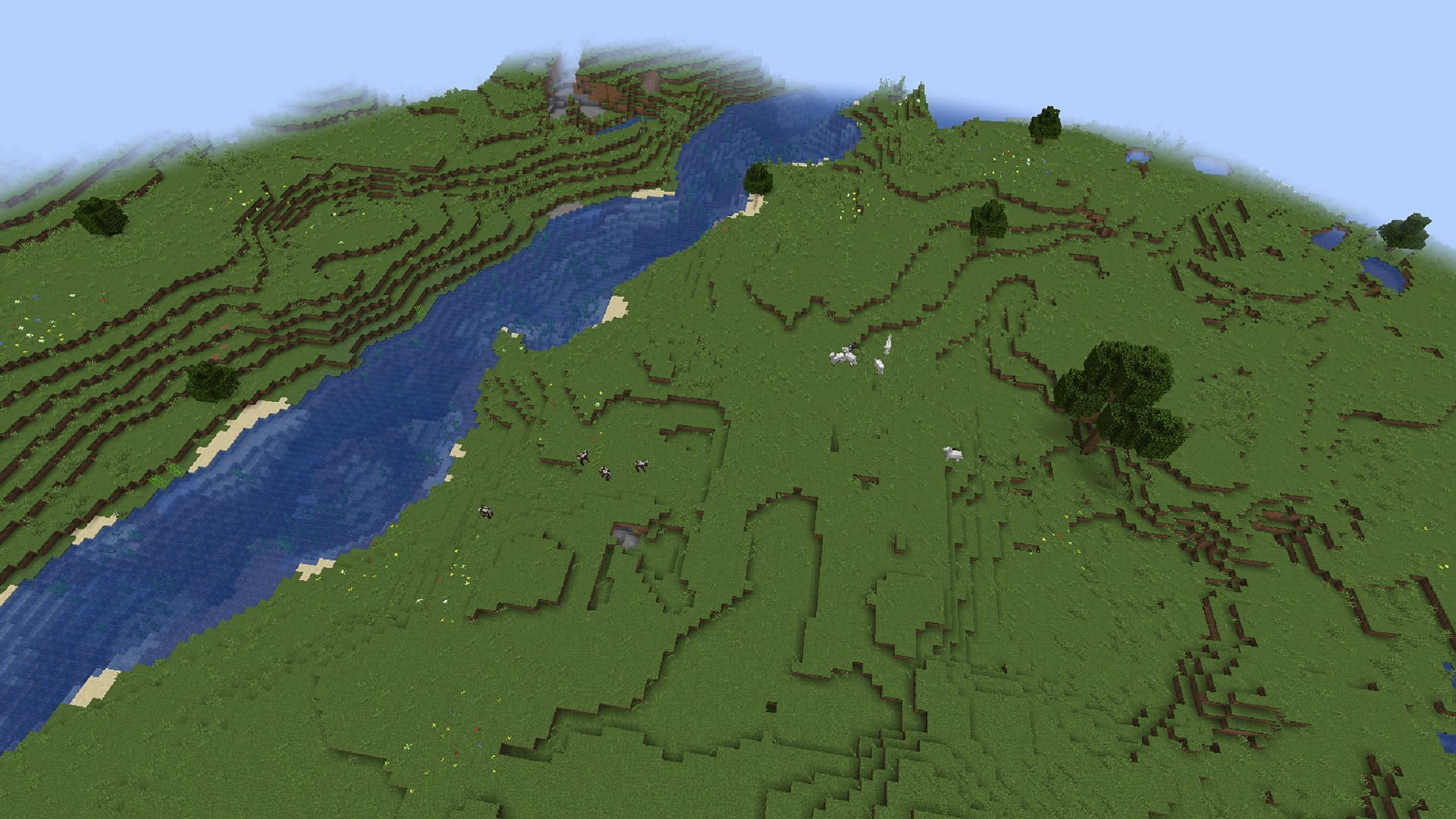 A large plains biome found right at this seed&#039;s spawn (Image via Mojang)