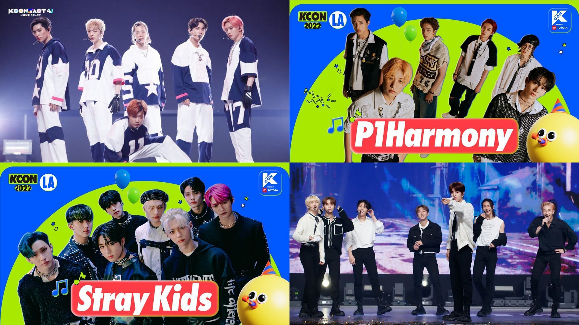 K-pop boy groups Stray Kids &amp; P1Harmony&#039;s performance at KCON (Image via KCON&#039;s website)