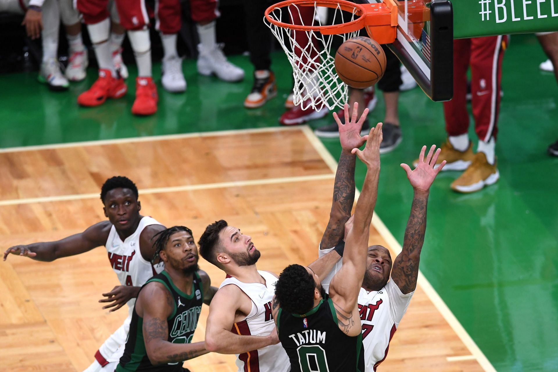 Miami Heat v Boston Celtics - Game Six; PJ Tucker going up for a block