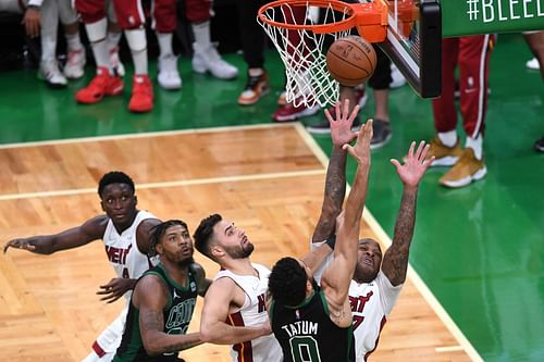 Miami Heat v Boston Celtics - Game Six; PJ Tucker going up for a block