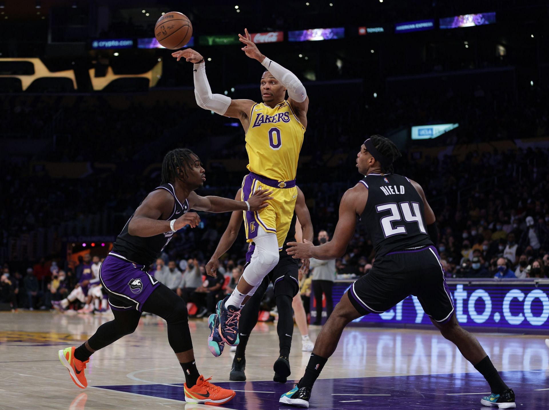 Russell Westbrook (#0) in action for the LA Lakers