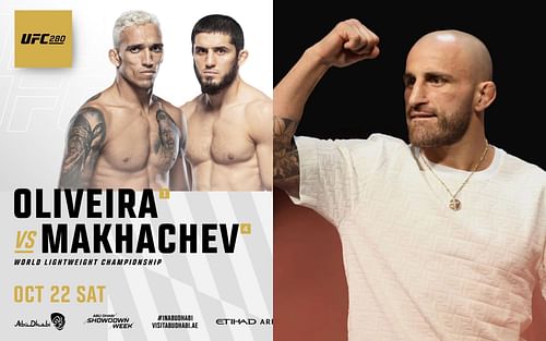 Charles Oliveira vs. Islam Makhachev poster (L), Alexander Volkanovski (R) [Image courtesy of @ufc Twitter and Getty]