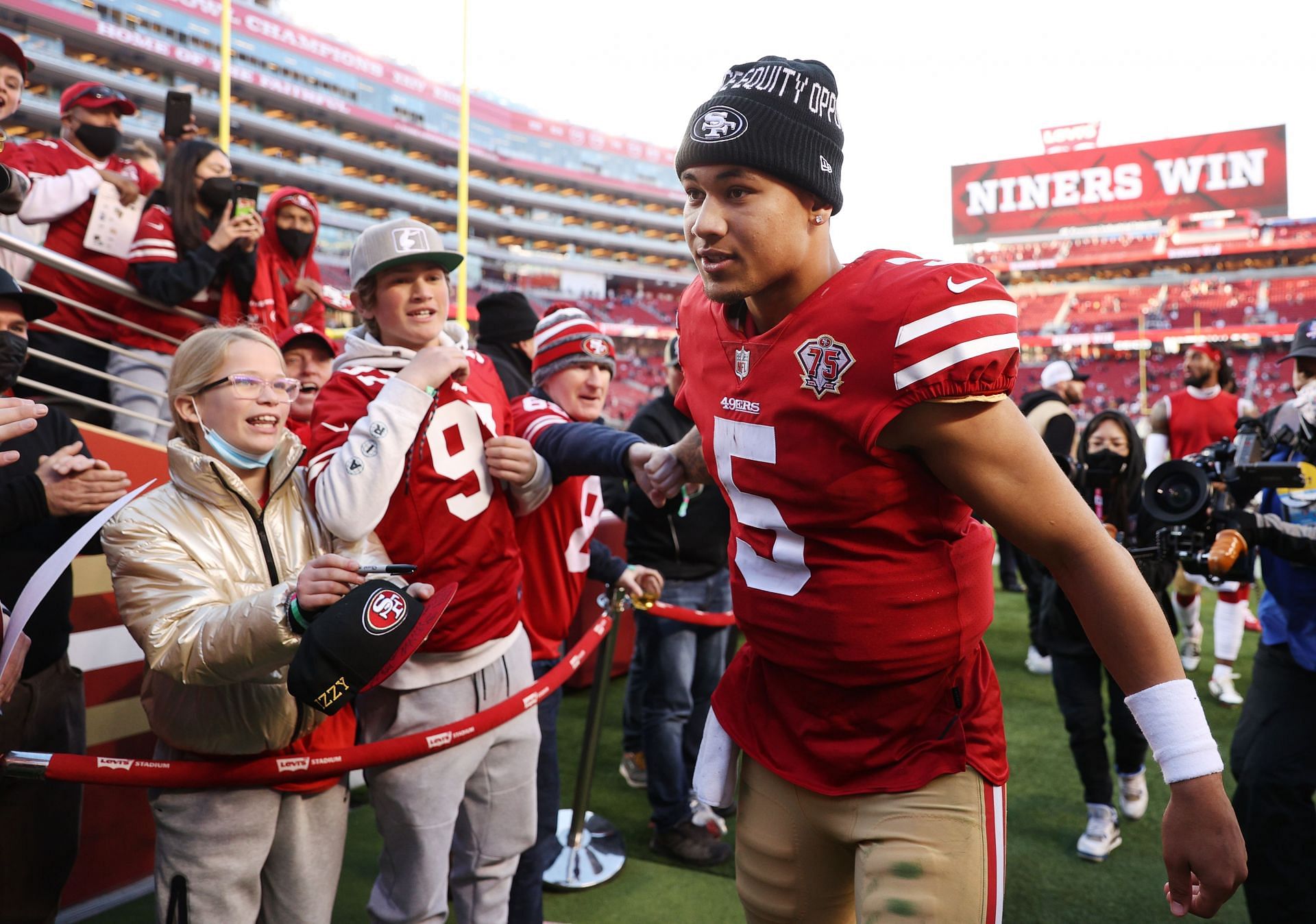 San Francisco 49ers quarterback Trey Lance after his team&#039;s against the Houston Texans