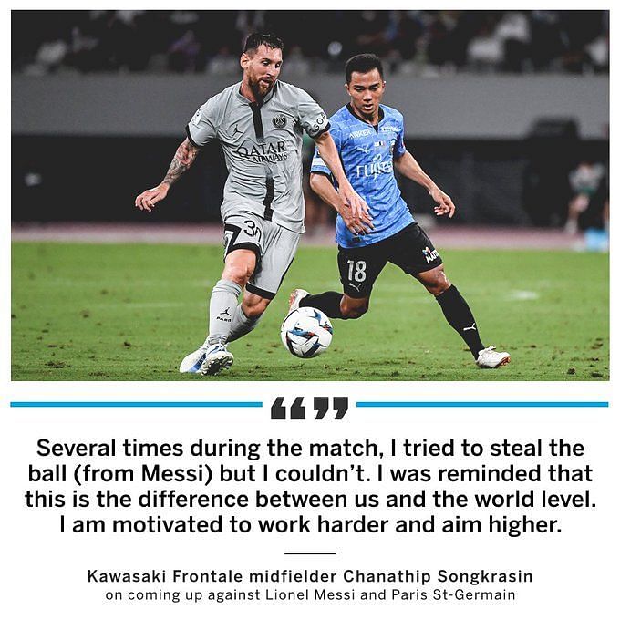 Several Times During The Match I Tried To Steal The Ball Kawasaki Frontale Midfielder Speaks About Facing Off Against Psg Superstar Lionel Messi