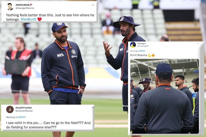 “Nothing feels better than this” - Fans react as Rohit Sharma is seen in Team India huddle ahead of Day 5 of Birmingham Test