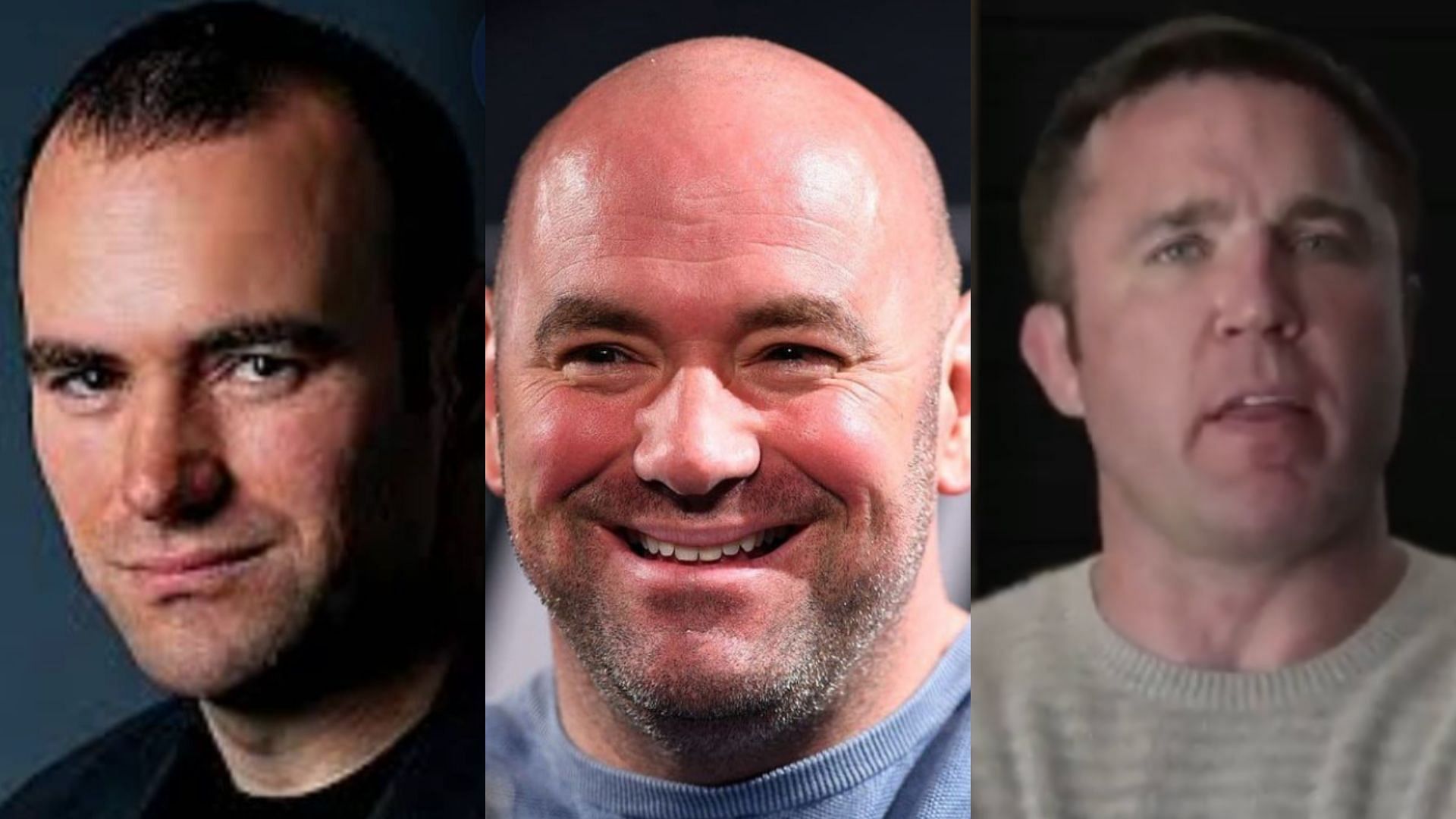 Dana White (left and center), Chael Sonnen (right) [Images Courtesy: @wermma, @fightsportitaliaofficial, and @sonnench on Instagram]