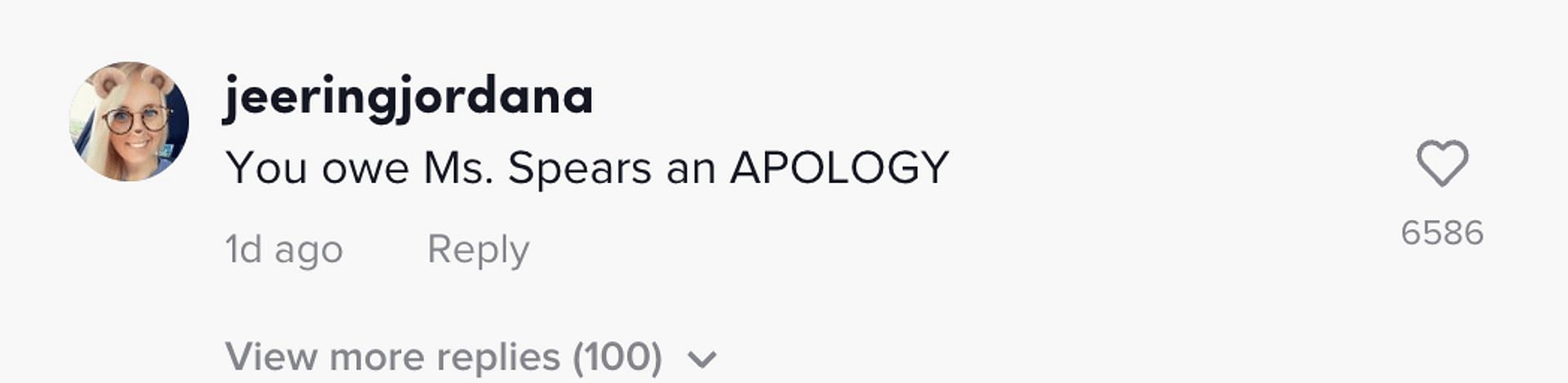 &quot;You owe Ms. Spears an APOLOGY.&quot;: User on TikTok slams Justin Timberlake on his first TikTok video. (Image via TikTok)