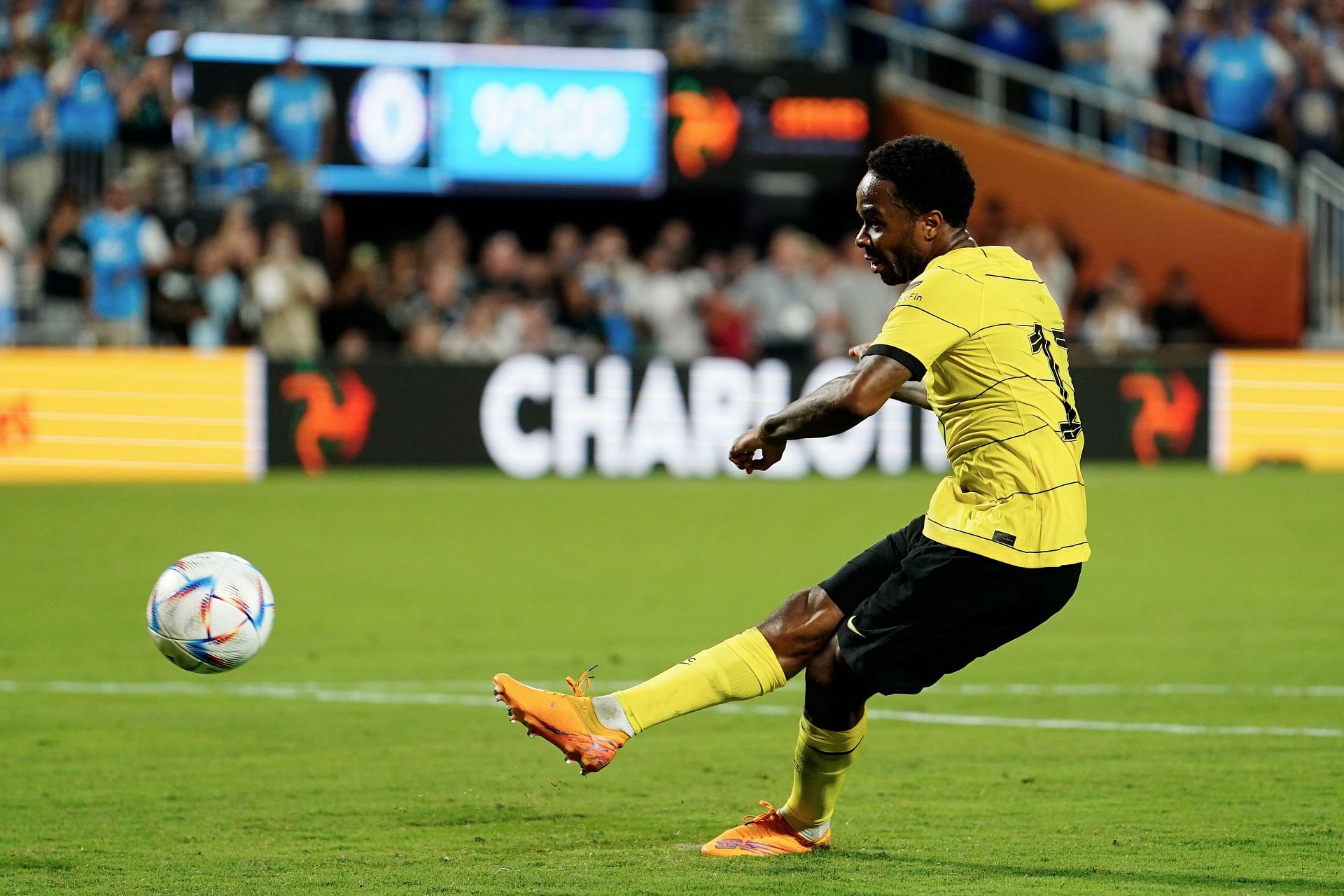 Raheem Sterling in action for Chelsea against Charlotte in a pre-season friendly.