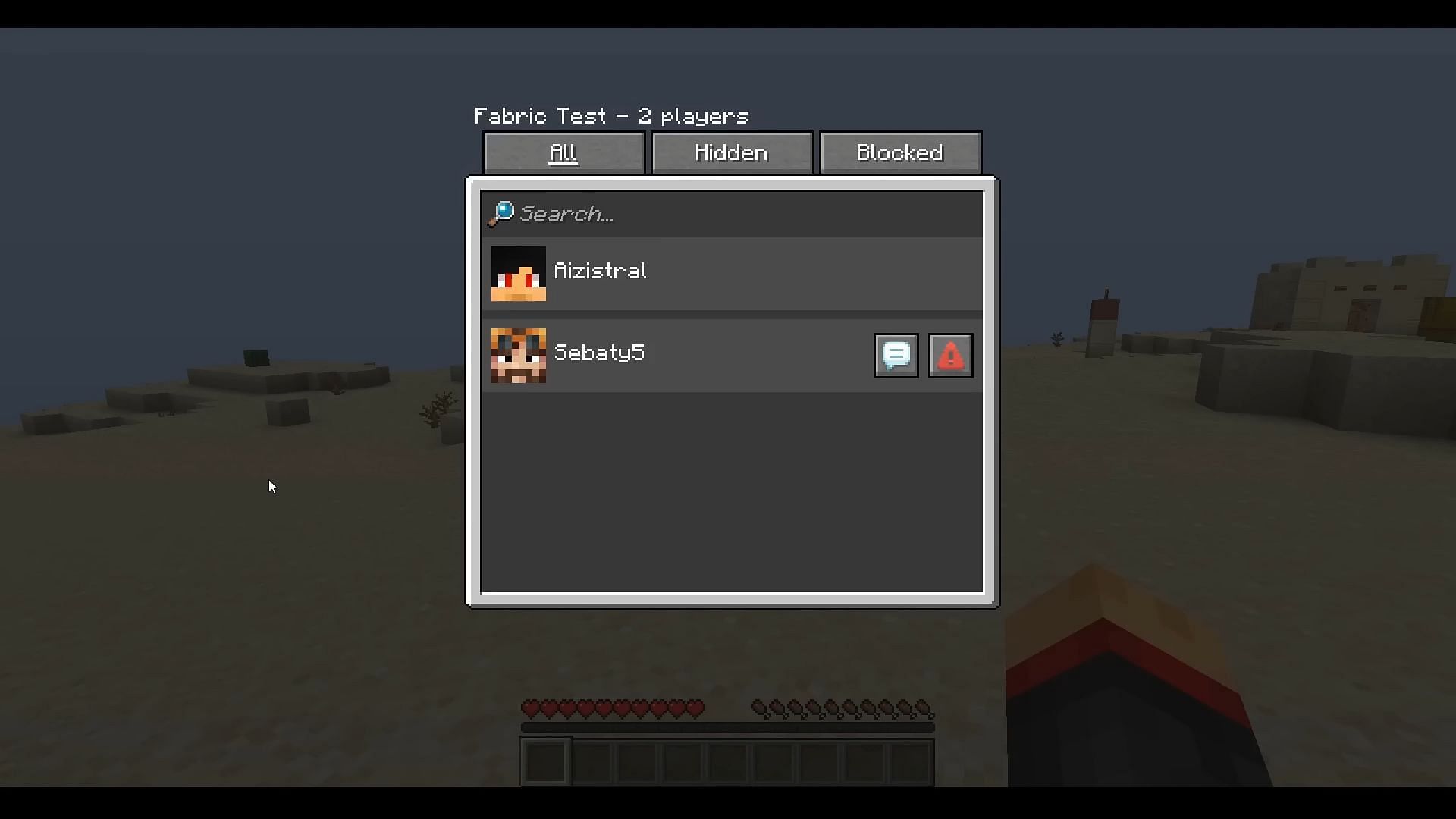 An example of the social interaction menu (Image via Minecraft)
