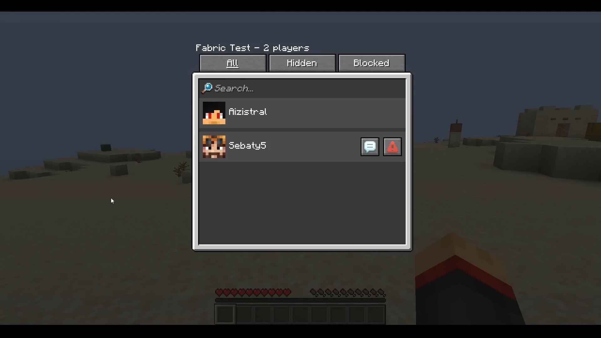 An example of the social interaction menu (Image via Minecraft)