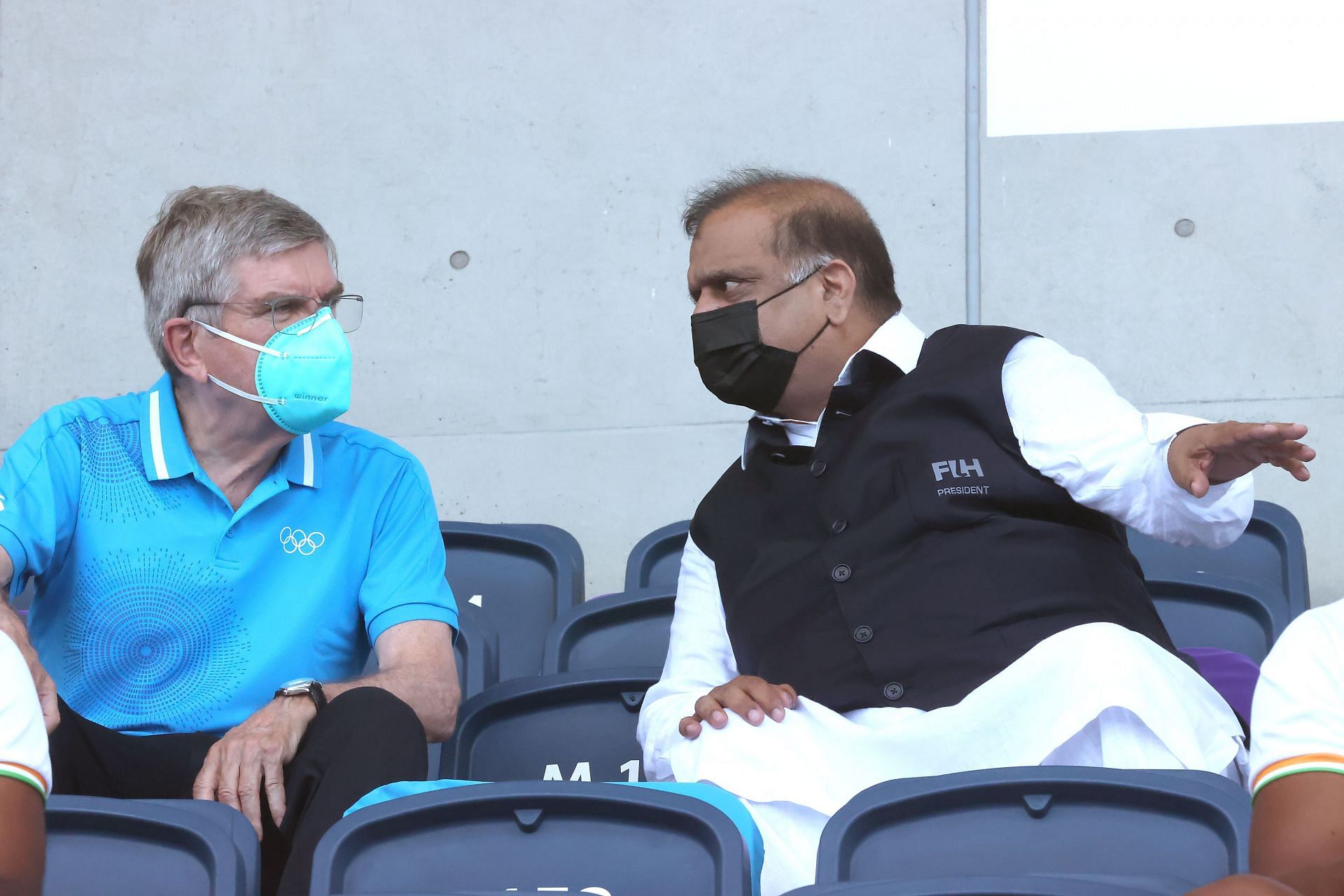 Narinder Batra (right) with IOC President Thomas Bach at the Tokyo Olympics. (PC: Getty Images)