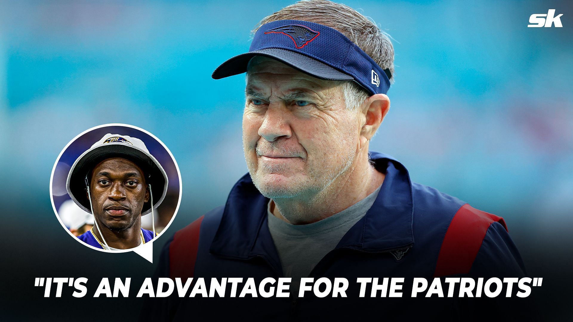 New England Patriots head coach Bill Belichick (Inset: NFL analyst Robert Griffin III)