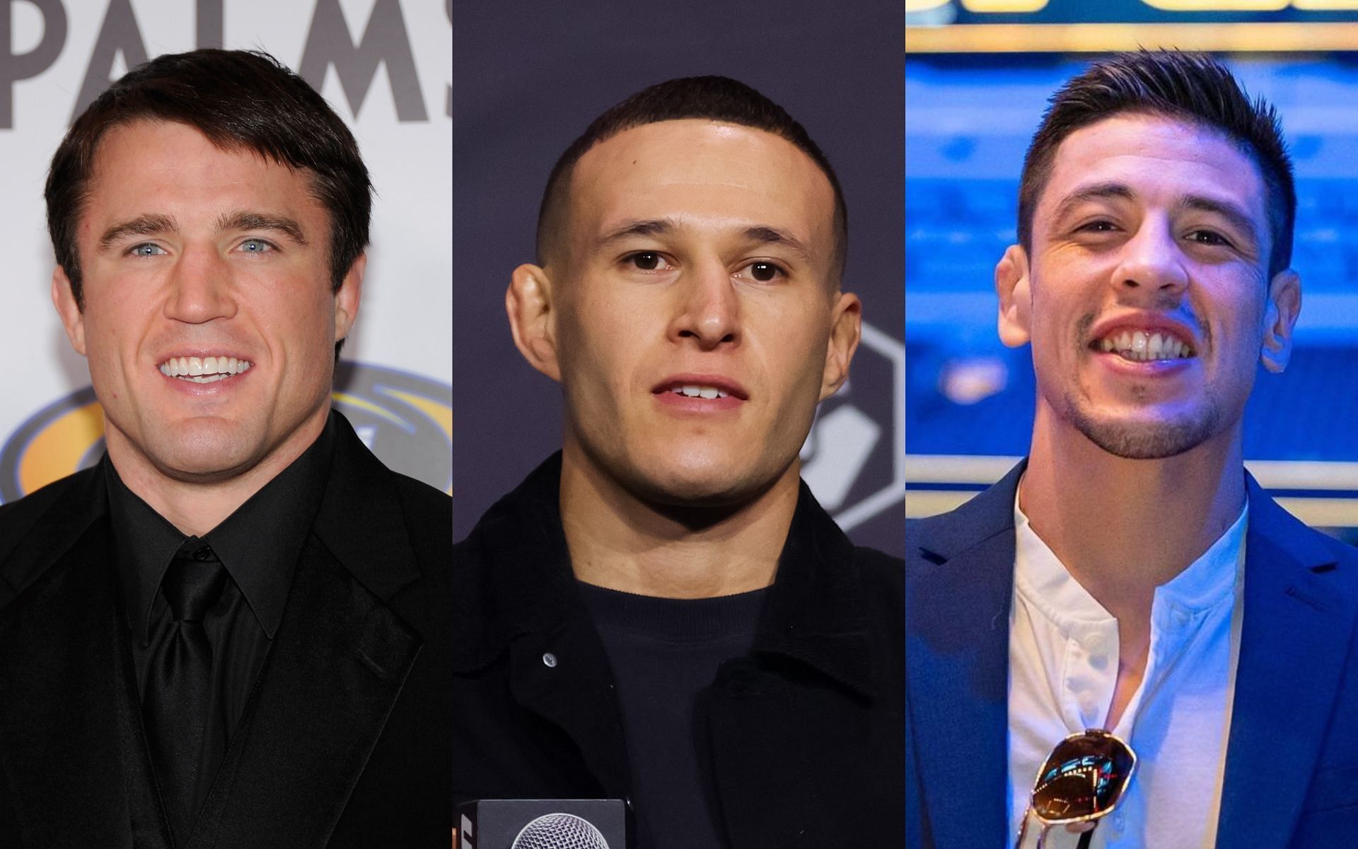 Chael Sonnen (L), Kai Kara-France (M), and Brandon Moreno (R) [ Image credits: Getty Images and @theassassinbaby /Instagram ]