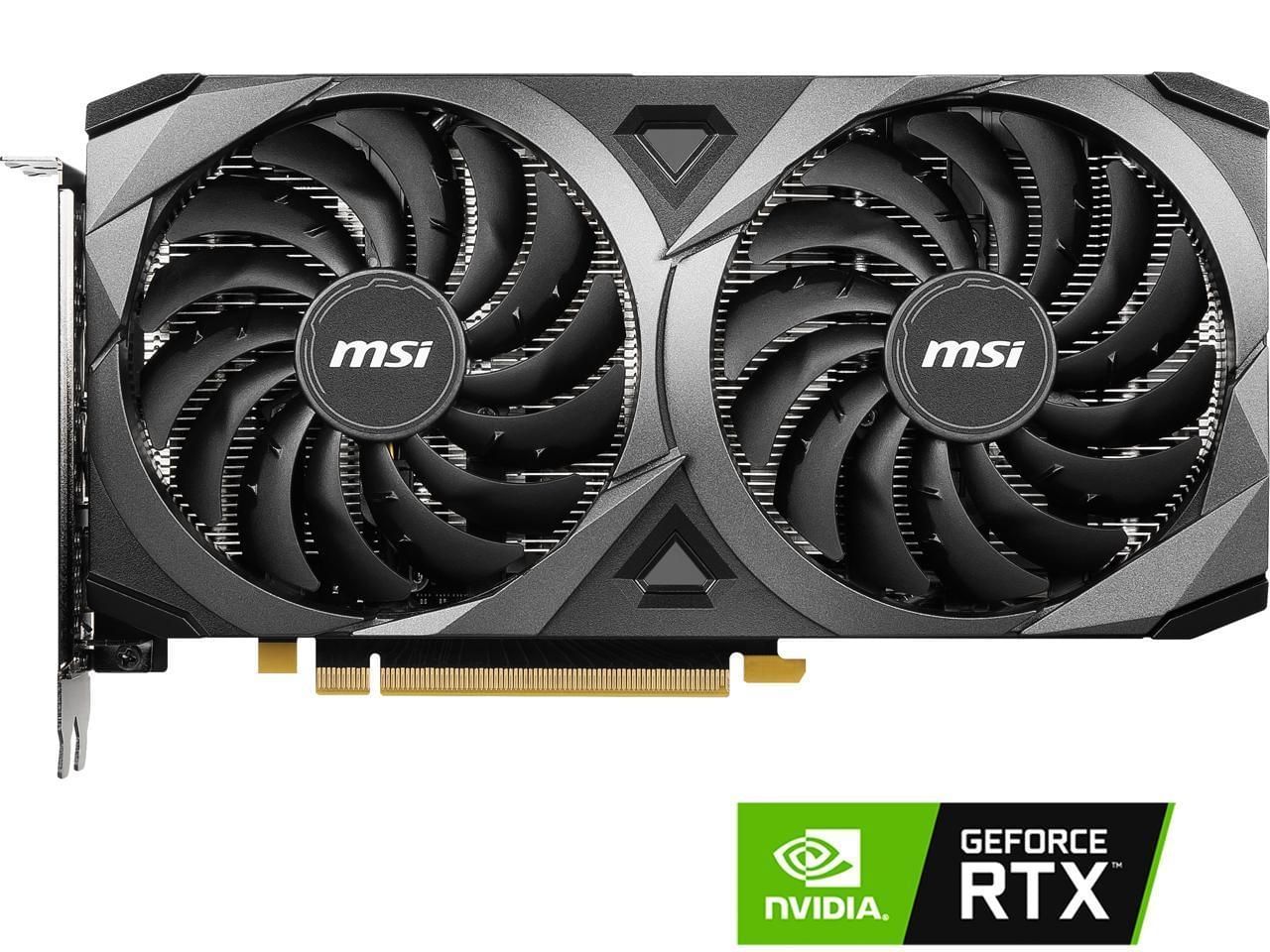 The MSI Ventus GeForce RTX 3060 Ti 8 GB card (Image via MSI)