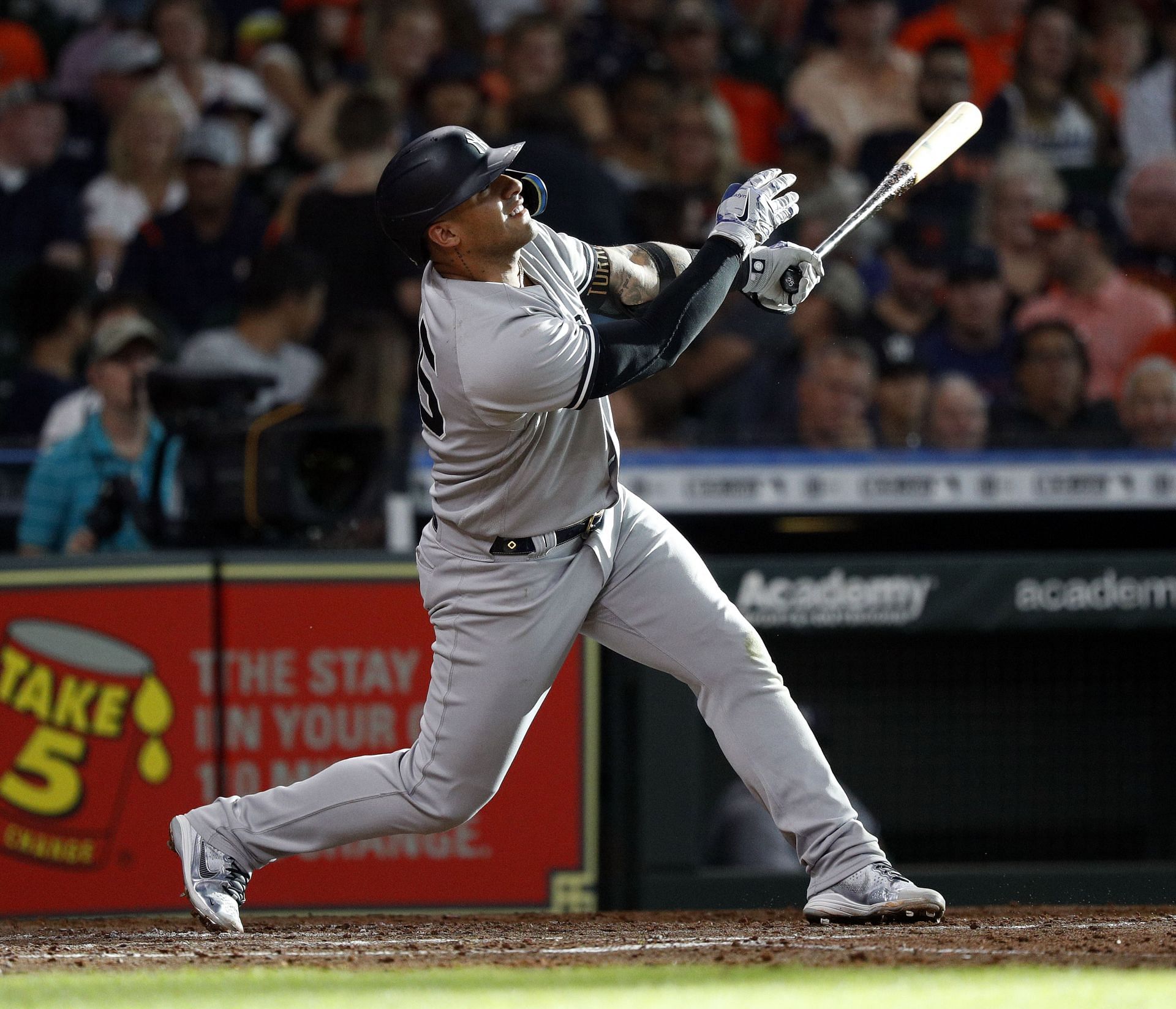 Gleyber Torres swings for the fences.