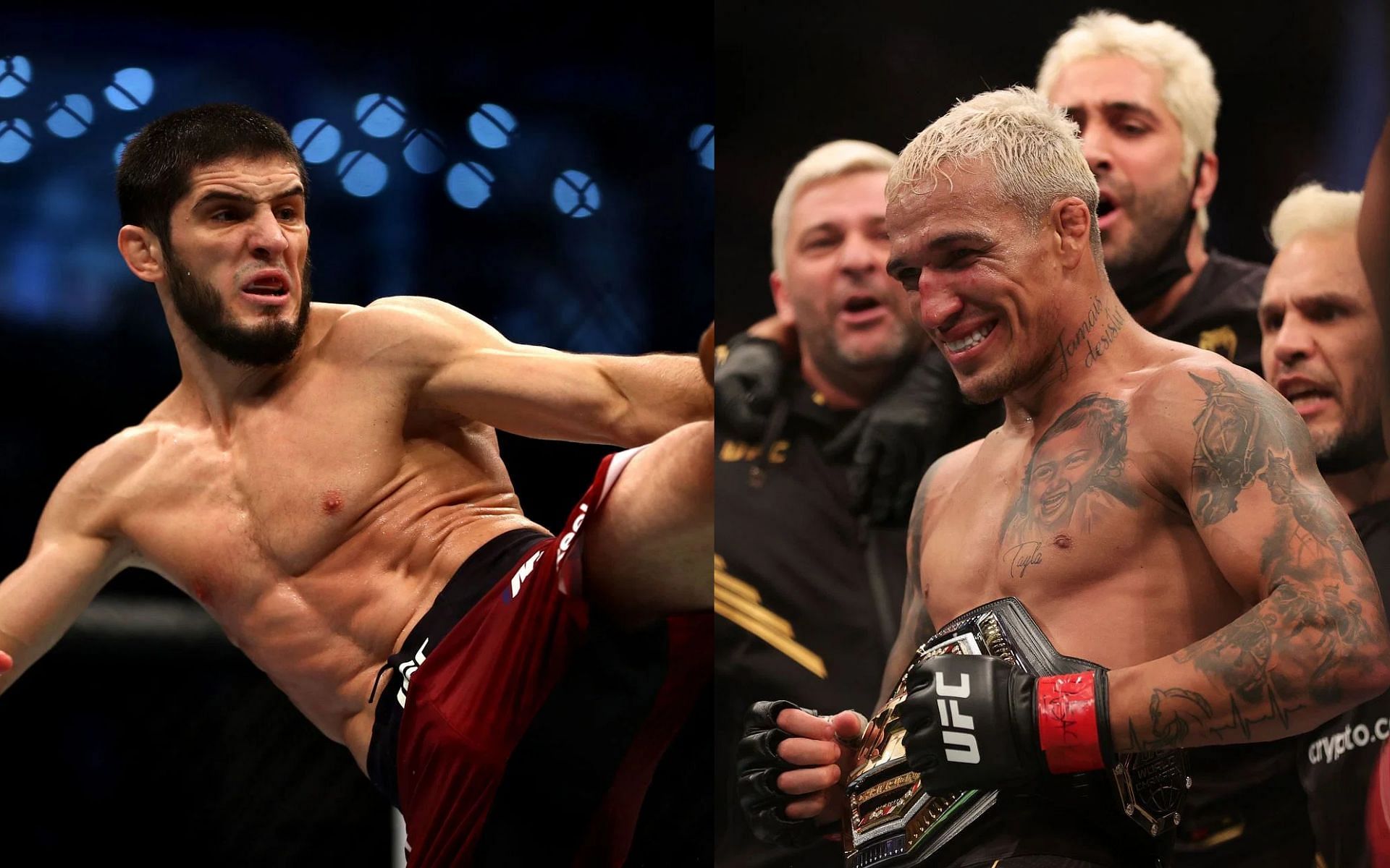 Islam Makhachev (L) and Charles Oliveira (R)