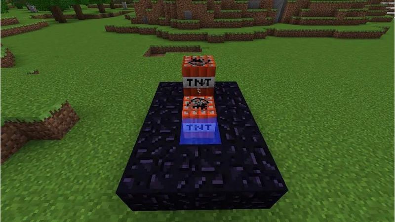 A simple TNT cannon is made with obsidian (Image via Mojang)