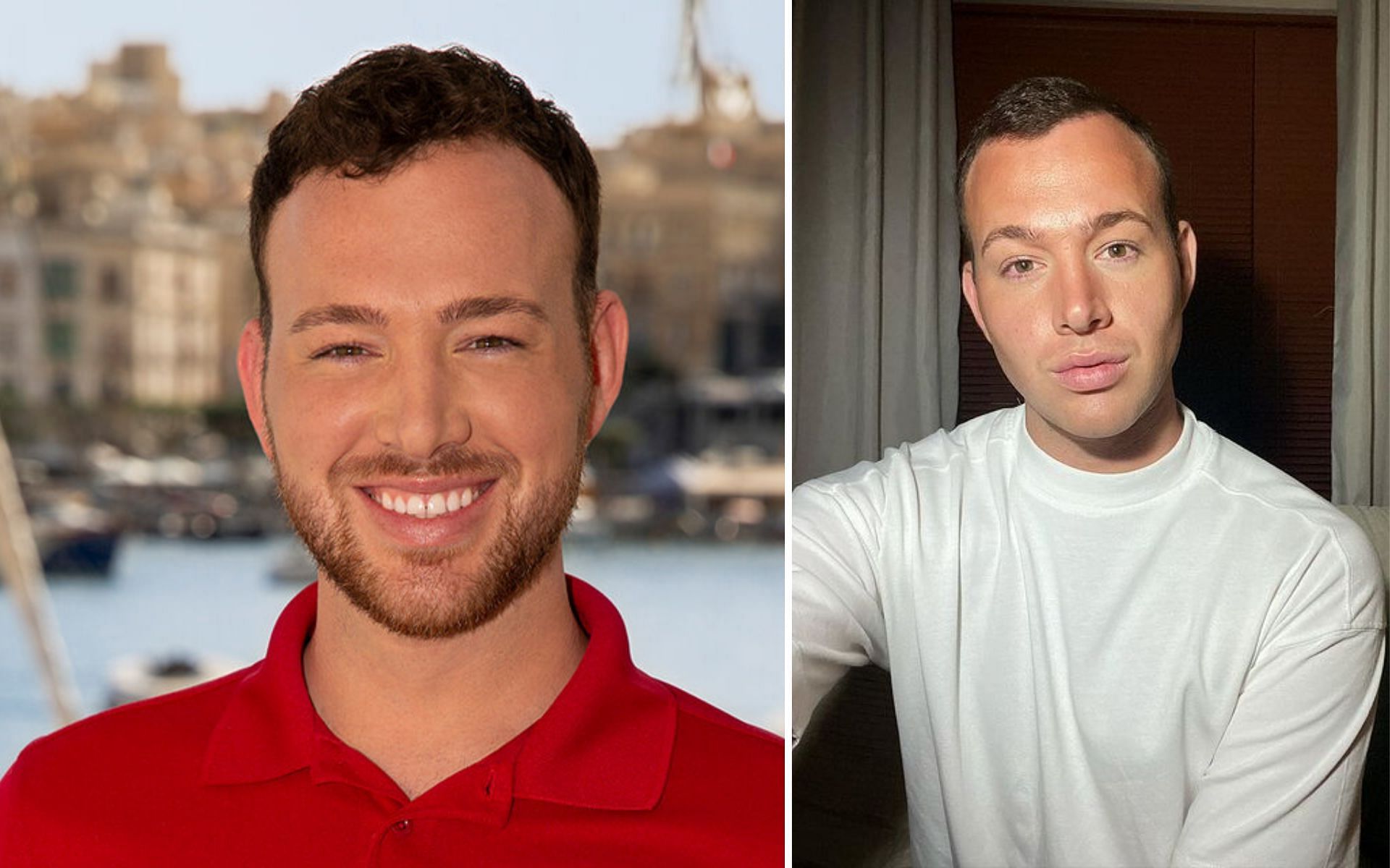 Kyle Viljoen will be seen on Below Deck Mediterranean as the stew (Images via Bravo TV and kylethebold/Instagram)