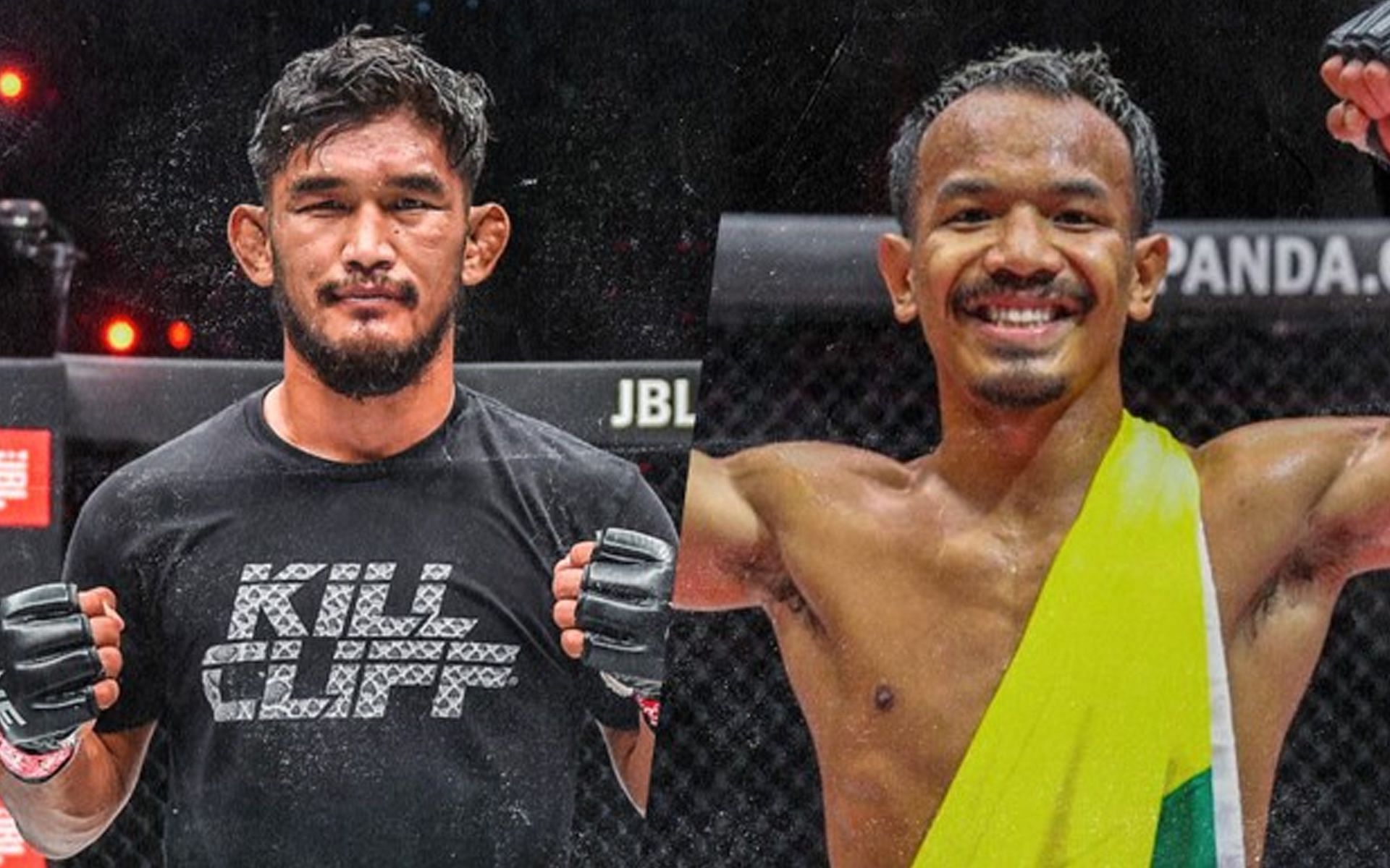 Aung La N Sang (L) and Tial Thang (R) took on the latest viral trend on social media. | [Photos: ONE Championship]