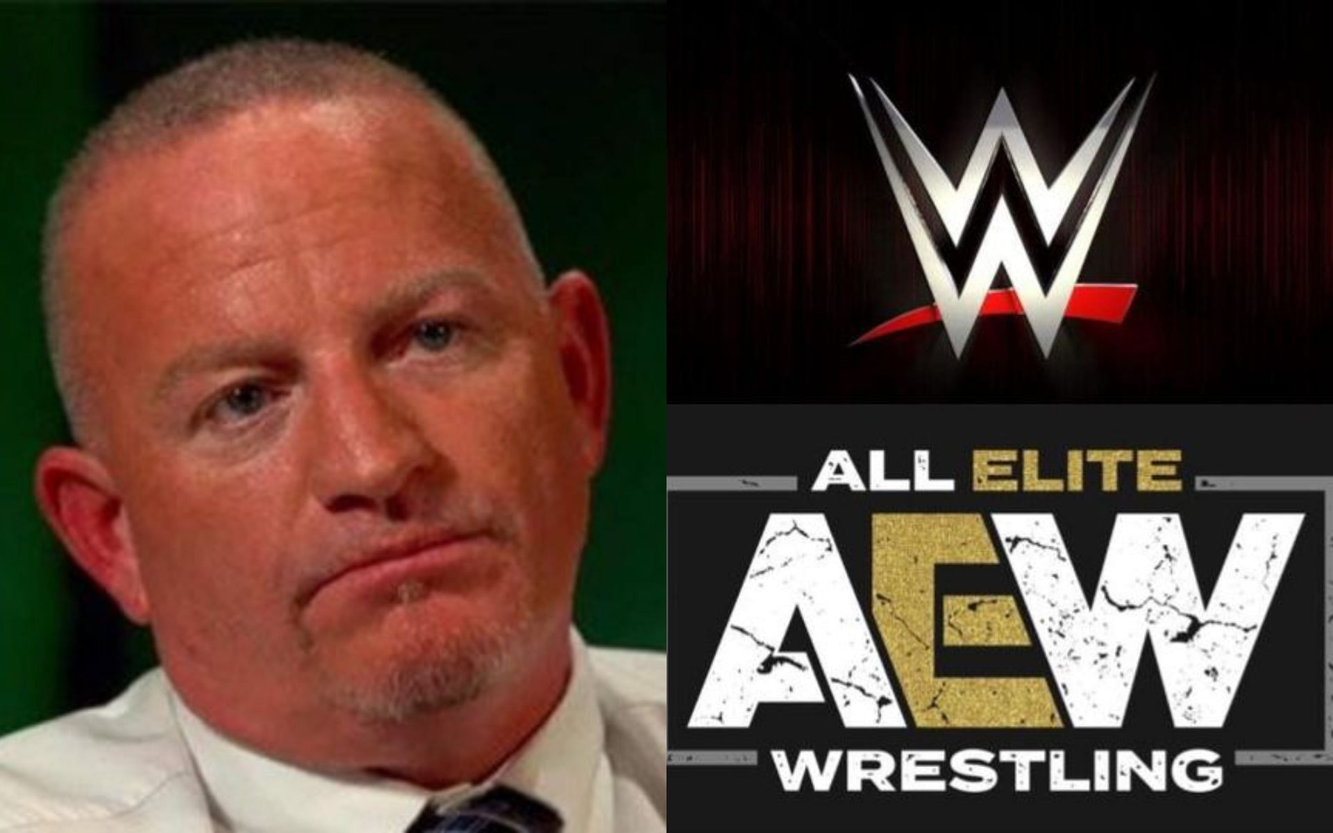 Road Dogg (left) and AEW and WWE logos (right)