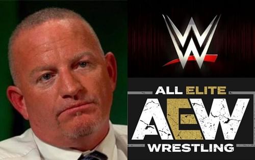 Road Dogg (left) and AEW and WWE logos (right)