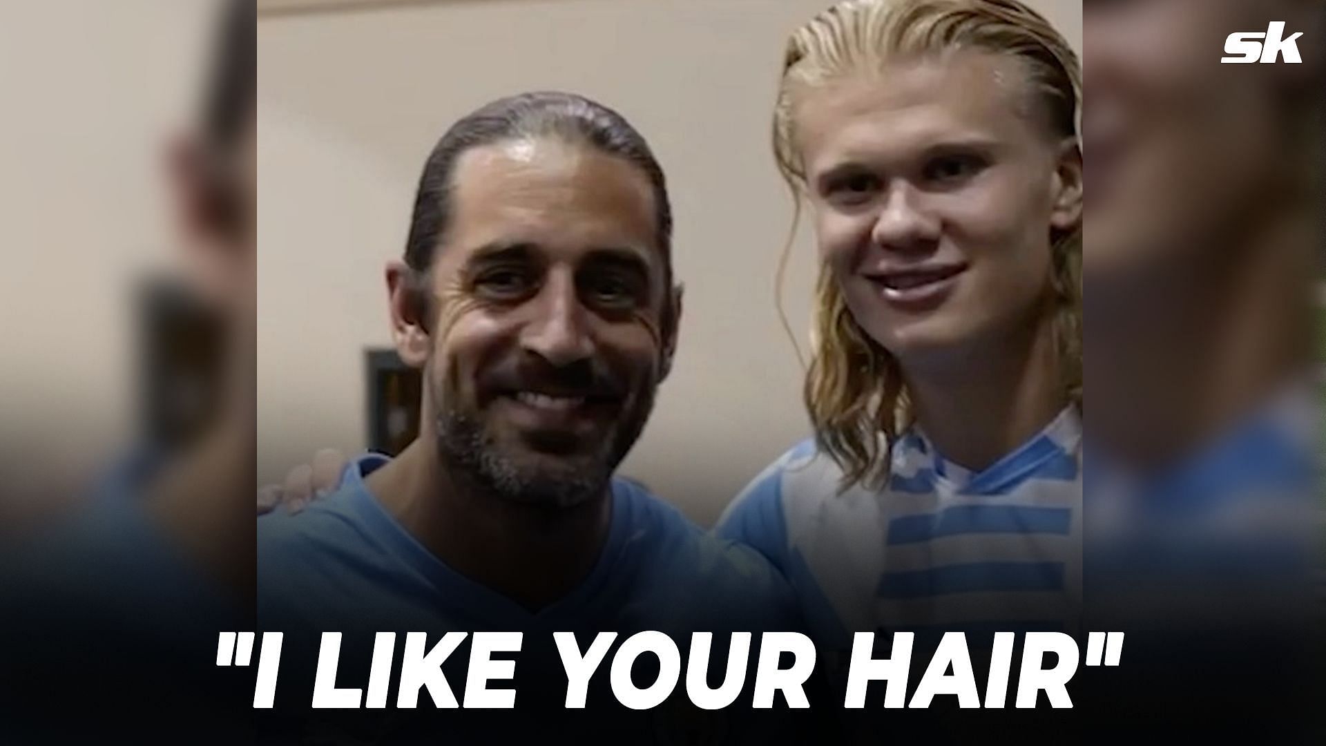 Aaron Rodgers meets Man City star Erling Haaland