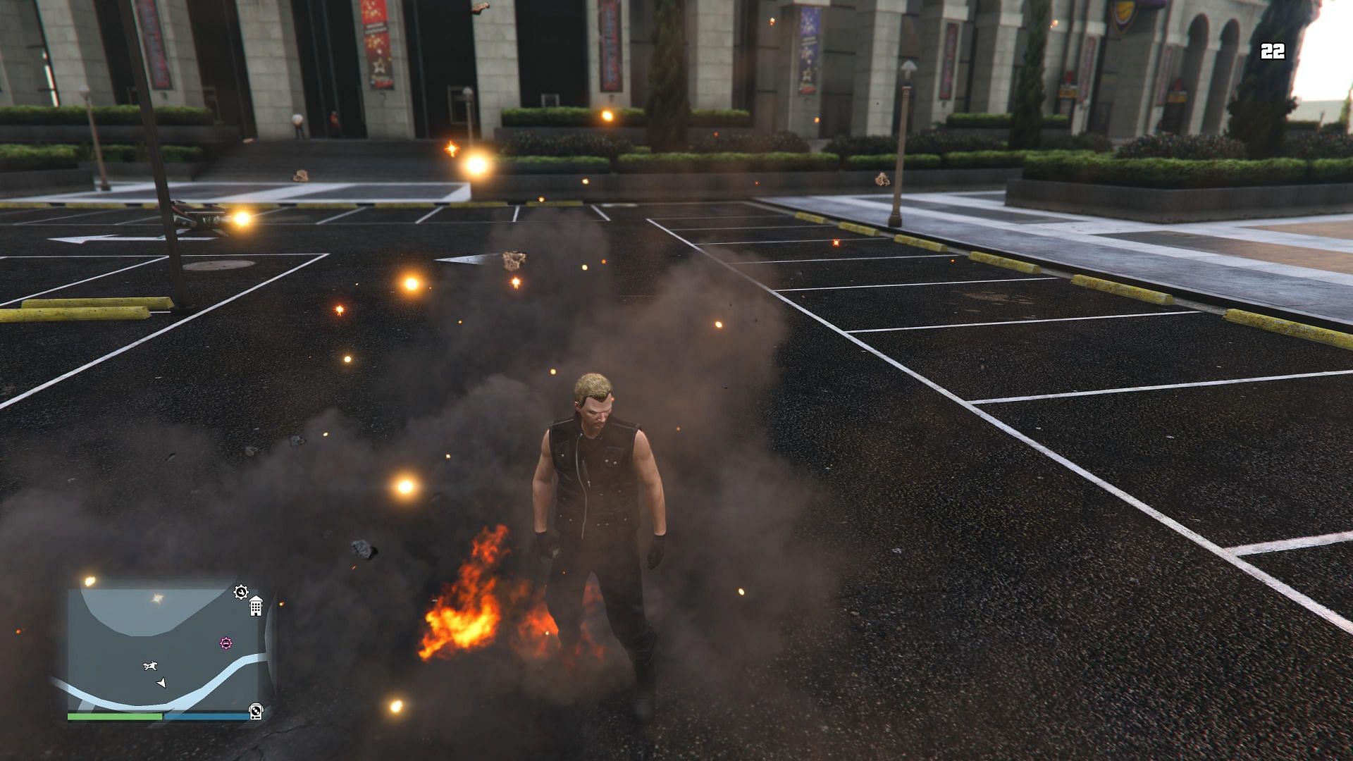 An example of an explosion not affecting a PS5 player in GTA Online (Image via Rockstar Games)