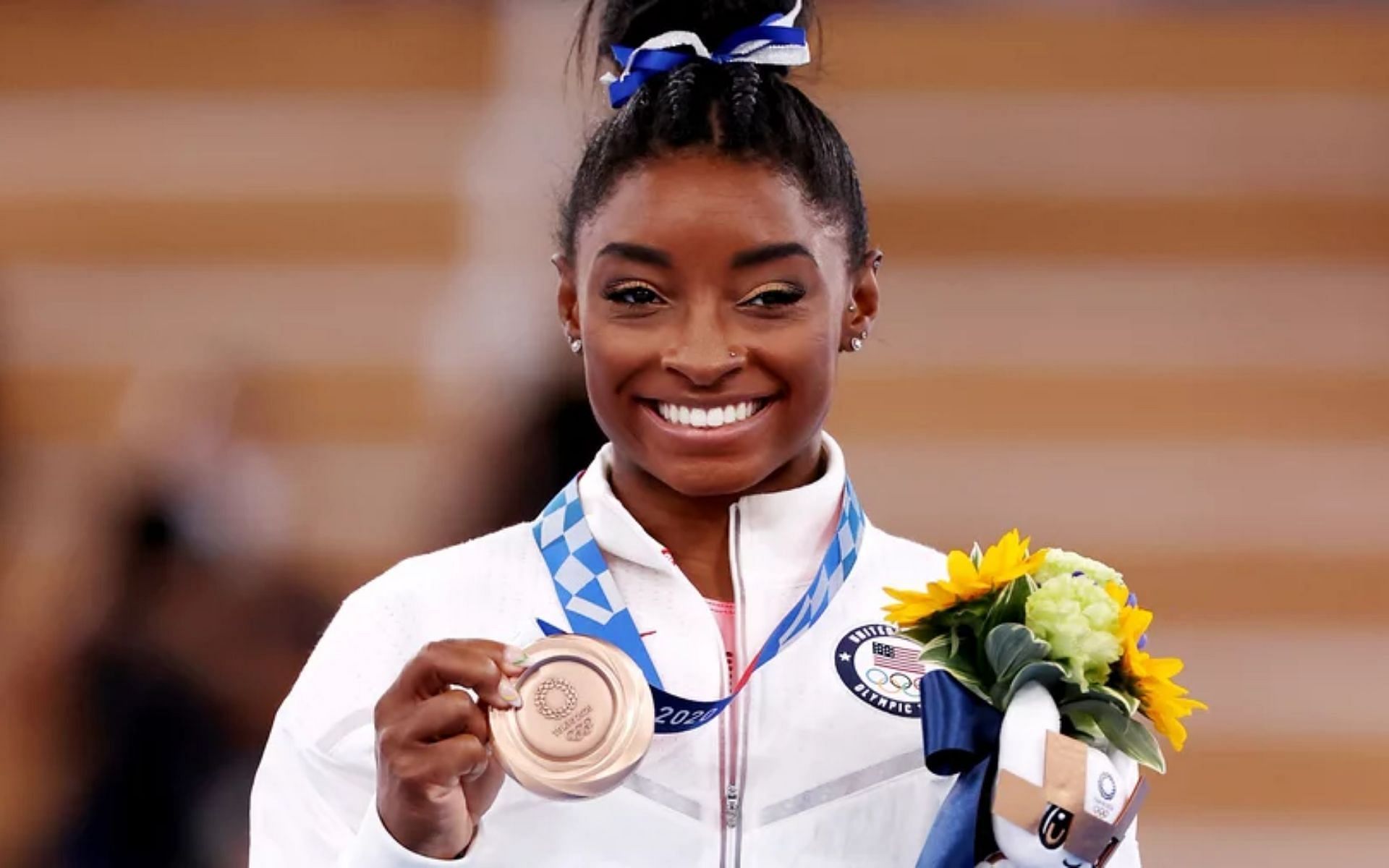 Simone Biles at the 2020 Summer Olympics that was held at Tokyo in 2021 (Image via Getty Images)