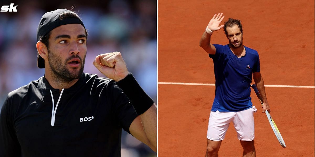 Matteo Berrettini (L) and Richard Gasquet.