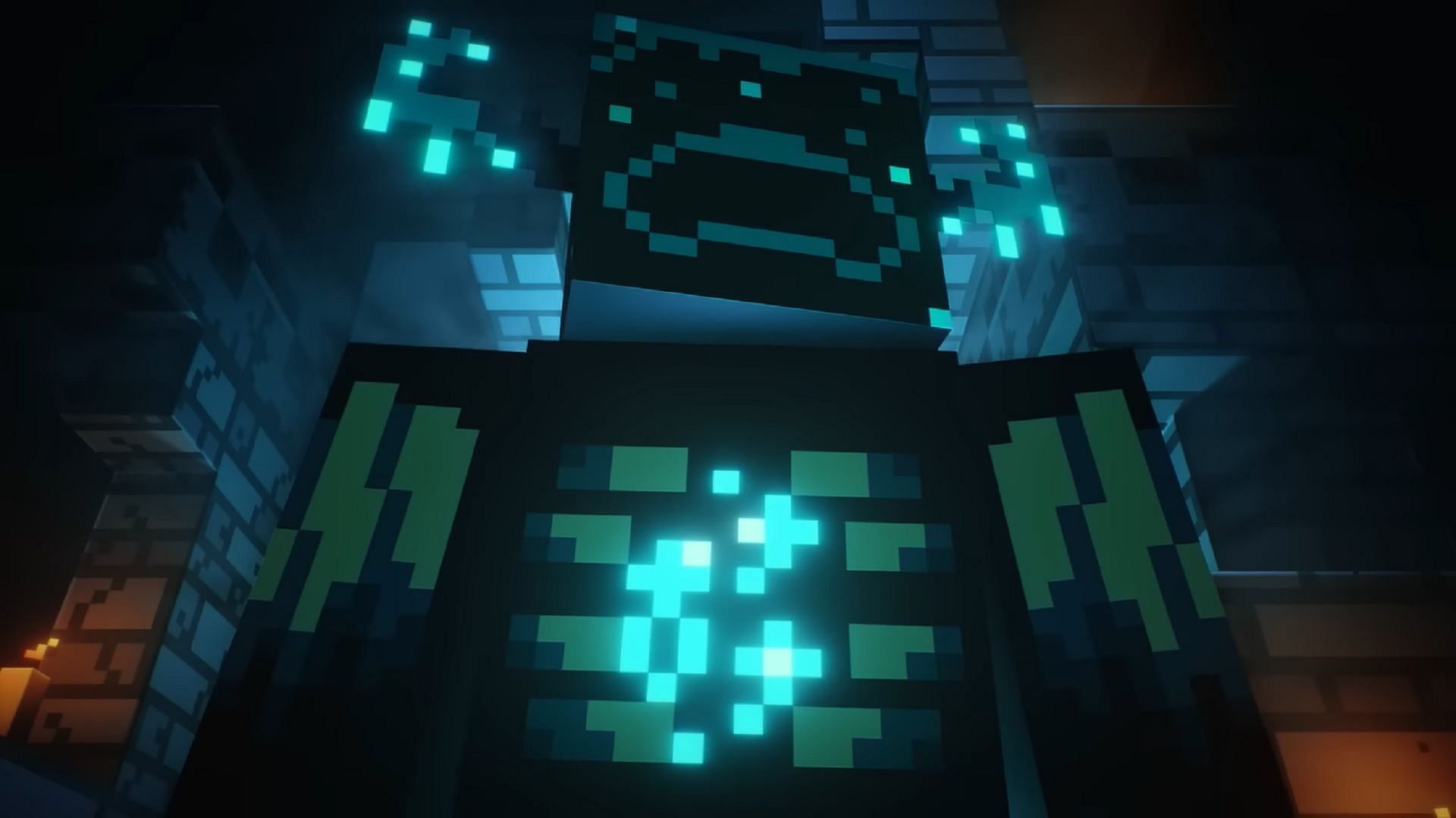 The Warden in a Minecraft 1.19 cinematic (Image via Mojang)