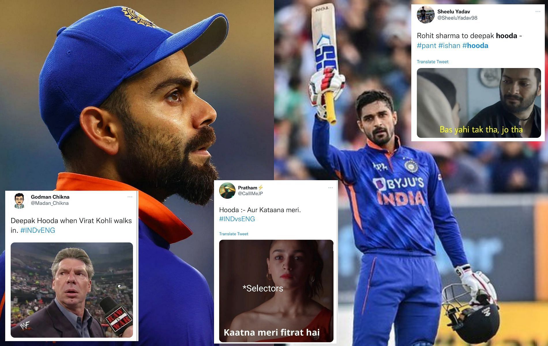 Fans unhappy with Deepak Hooda&#039;s exclusion from India&#039;s playing XI for 2nd England T20I.